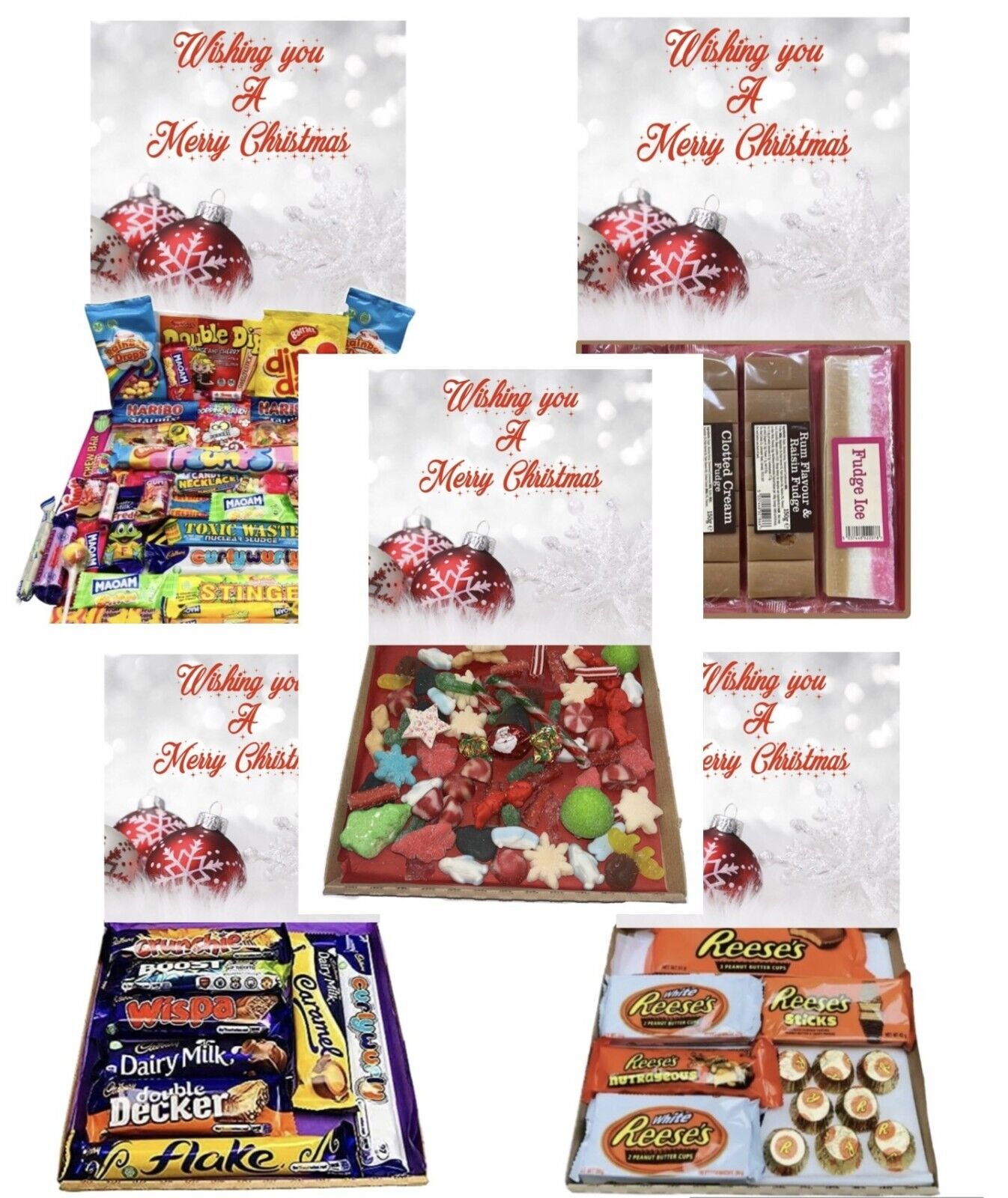 Merry Christmas Xmas Gift Pick n Mix Retro Gummy Sweets Chocolate Hamper Present