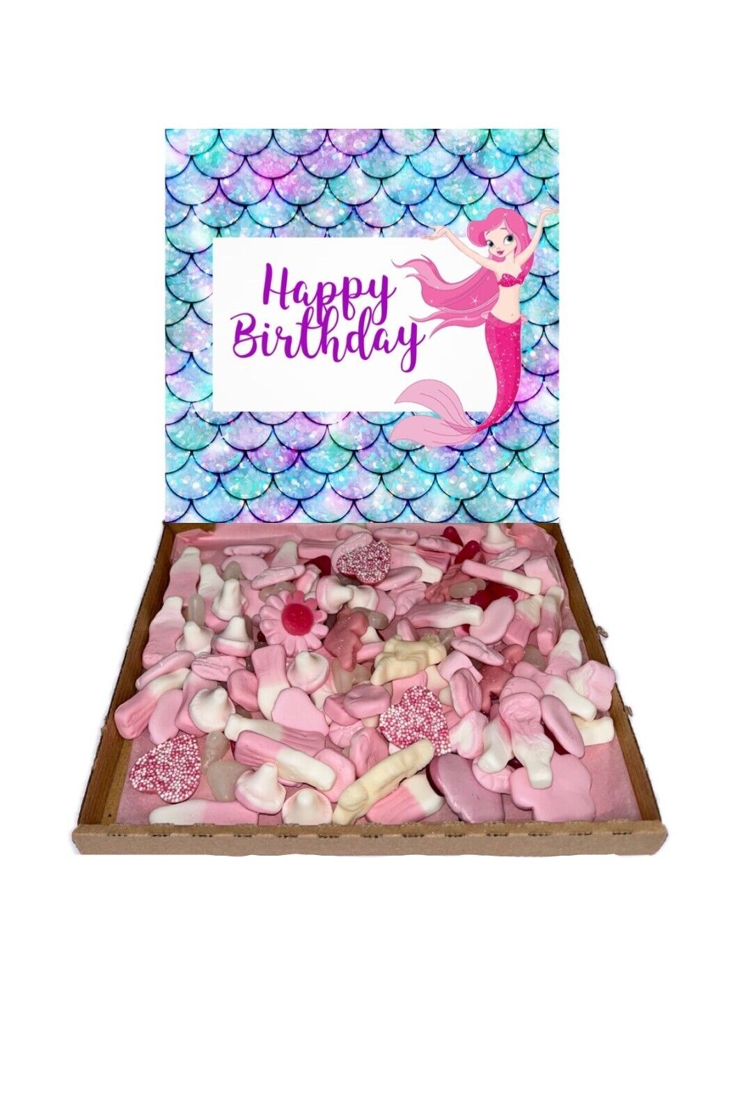 Mermaid Birthday Gift Pick n Mix Retro Gummy Sweets Chocolate Hamper Present