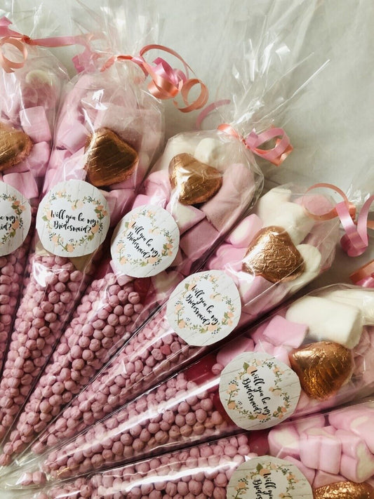 Will You Be My Bridesmaid ? Wedding Sweet Candy Cones Hen  Party Bag Gift