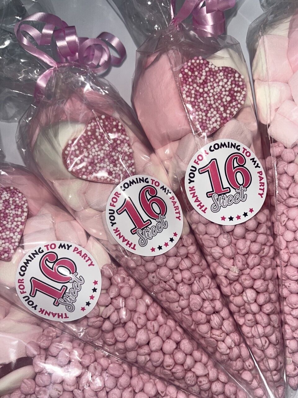 Sweet 16 Birthday Pink Sweet Candy Cones Sweets Party Bags Filled Party Bag Gift