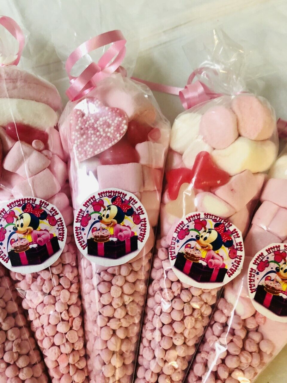 Minnie Mouse Inspired Themed Thank You For Coming To My Party Filled Sweet Cones