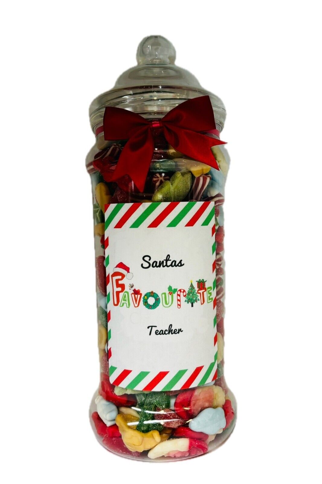 Santa's Favourite Teacher Christmas Pick N Mix Sweet Victorian Jar Gift Present