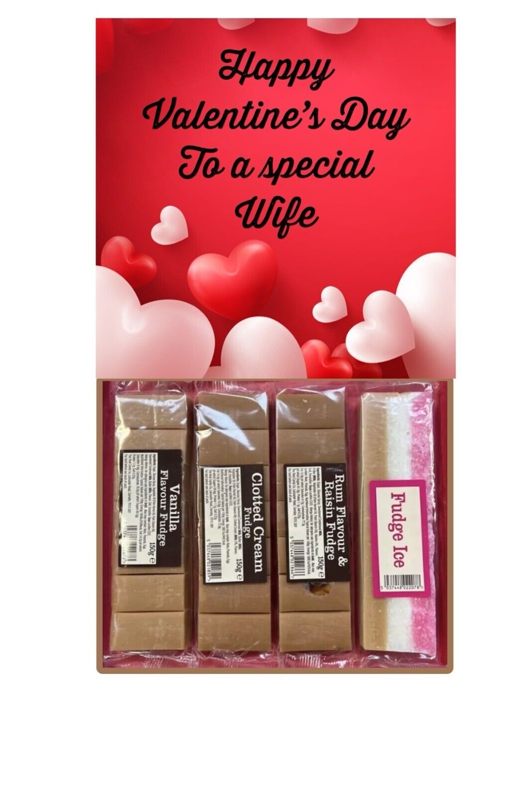 Happy Valentines Day Fudge Assortment Hamper Gift Present Special Husband Wife