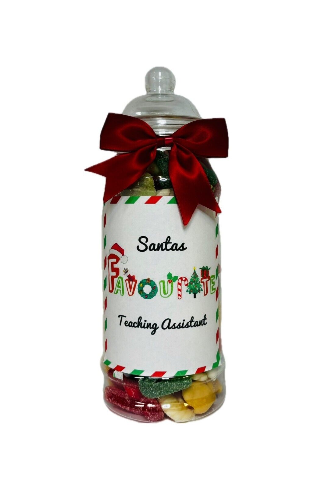 Santa's Favourite Teacher Christmas Pick N Mix Sweet Victorian Jar Gift Present