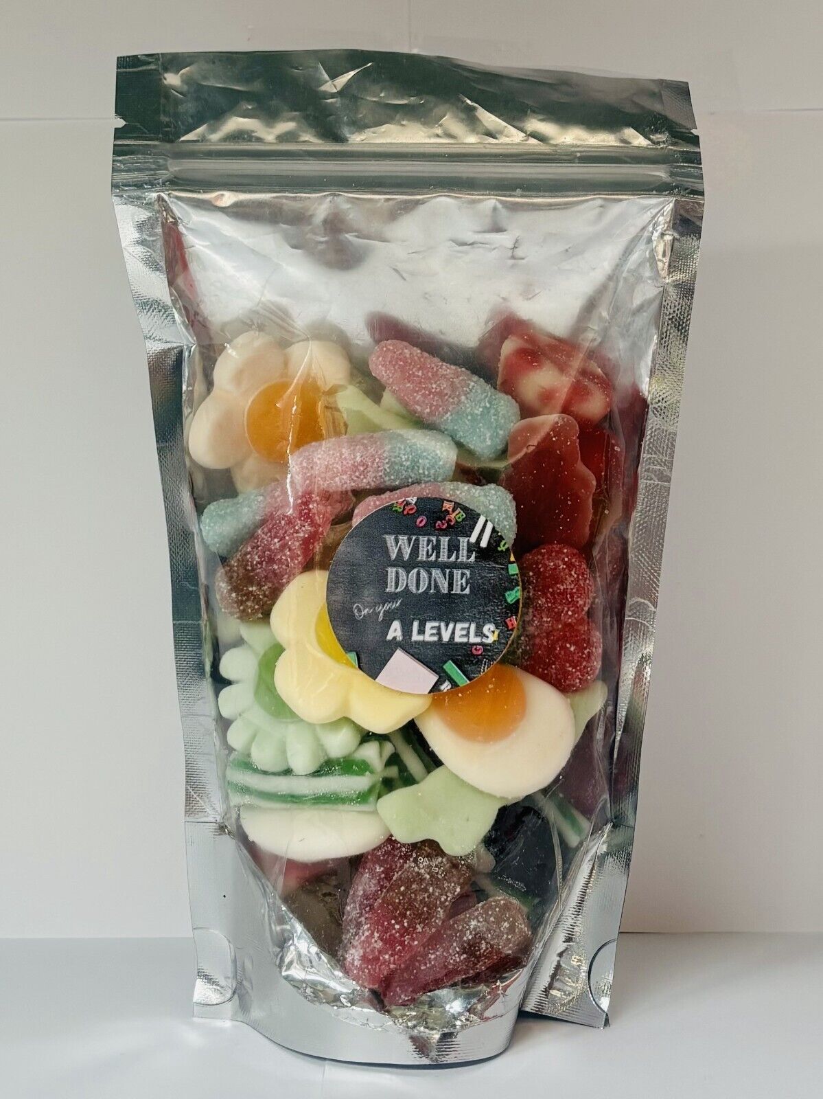 Well Done On Your A Levels Pick N Mix Gummy Fizzy Non Sweets Pouch Gift Present