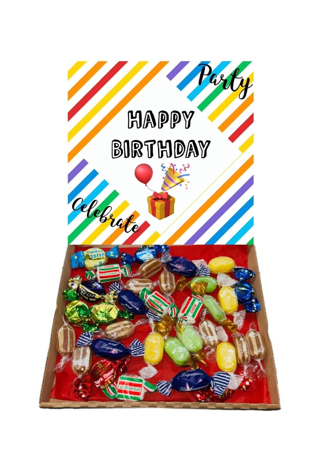 Happy Birthday Traditional Toffee Hard Boiled Pick n Mix Gift Sweets Box Hamper