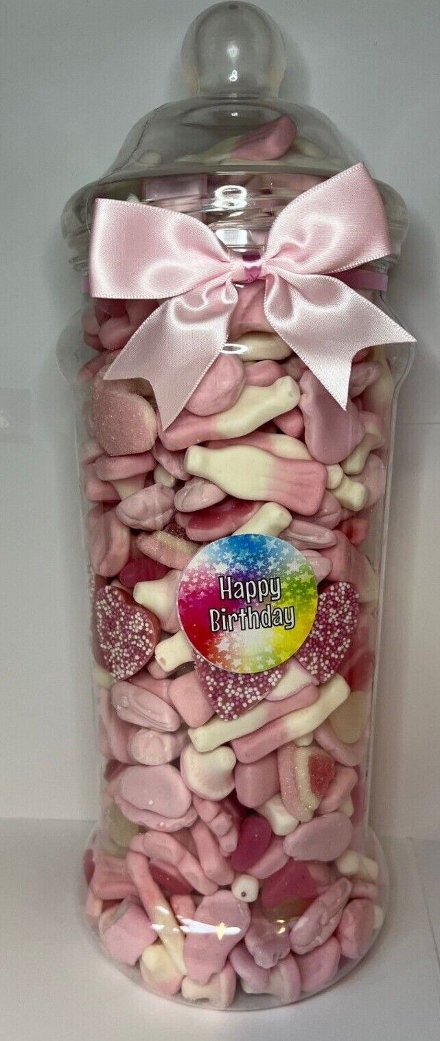 Happy Birthday Filled Pick N Mix Sweet Victorian Jar Gift Personalised Present