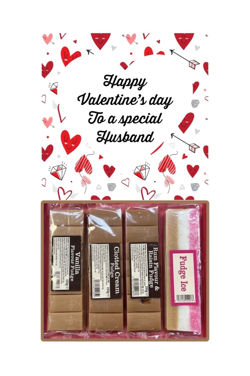 Happy Valentines Day Fudge Assortment Hamper Gift Present Special Husband Wife