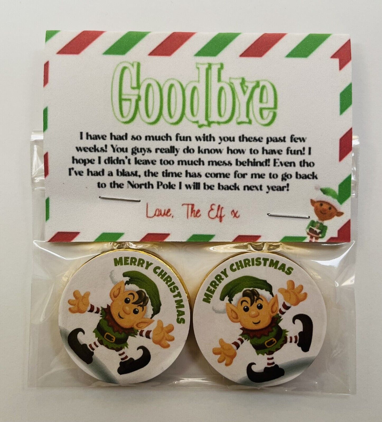 I'm Back or Goodbye Naughty Elf Christmas Sweet Treat Gift Bag Xmas Eve Box