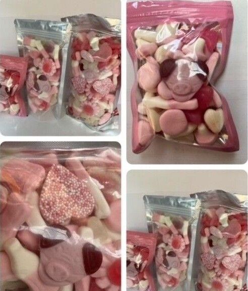 Pink Gummy Jelly Sweet Pouch Cinema Movie Mix Party Bag Kids Pick n Mix Treat Pouches 100g 200g 600g