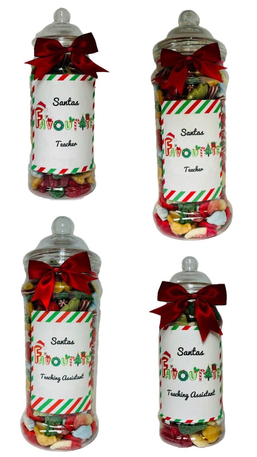 Santa's Favourite Teacher Christmas Pick N Mix Sweet Victorian Jar Gift Present