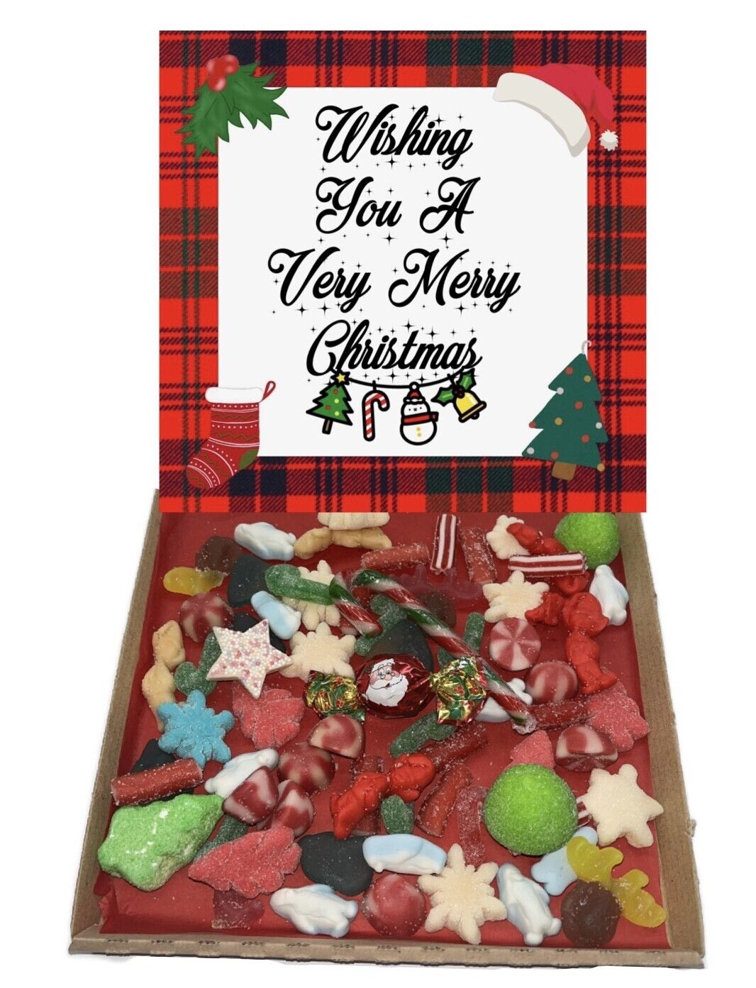 Merry Christmas Xmas Gift Pick n Mix Retro Gummy Sweets Chocolate Hamper Present