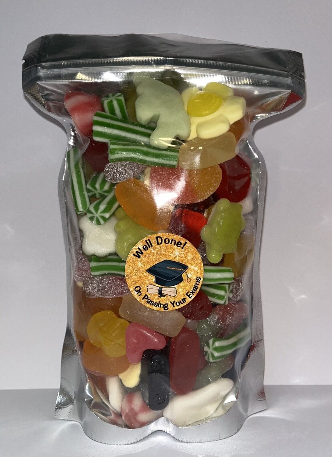 A* Student Congratulations Passing Exams Pick N Mix Gummy Sweets Pouch Gift Hamper Sweet Present