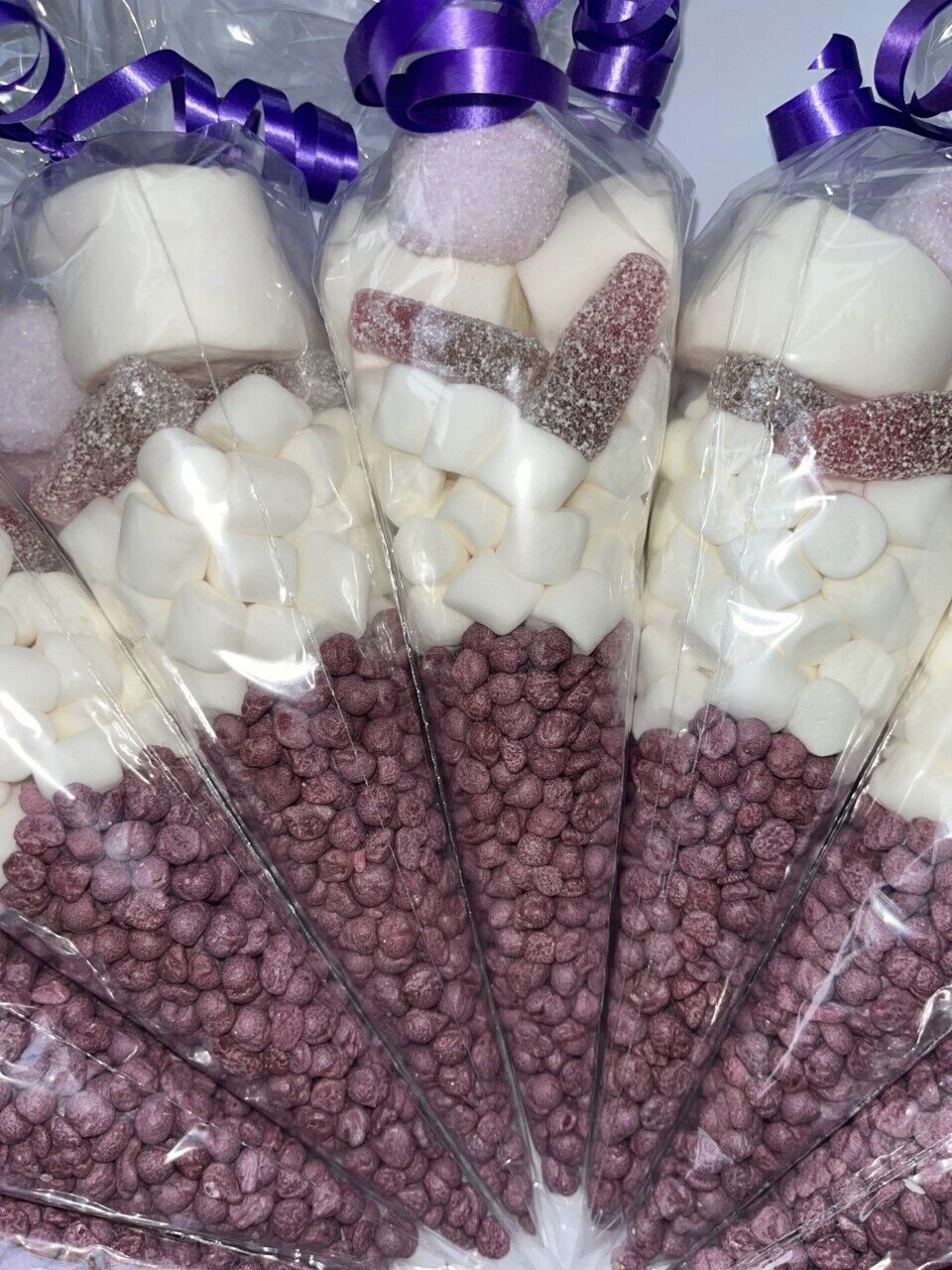 Thank You For Coming My Party Filled Sweet Candy Cones Party Bag Purple Birthday