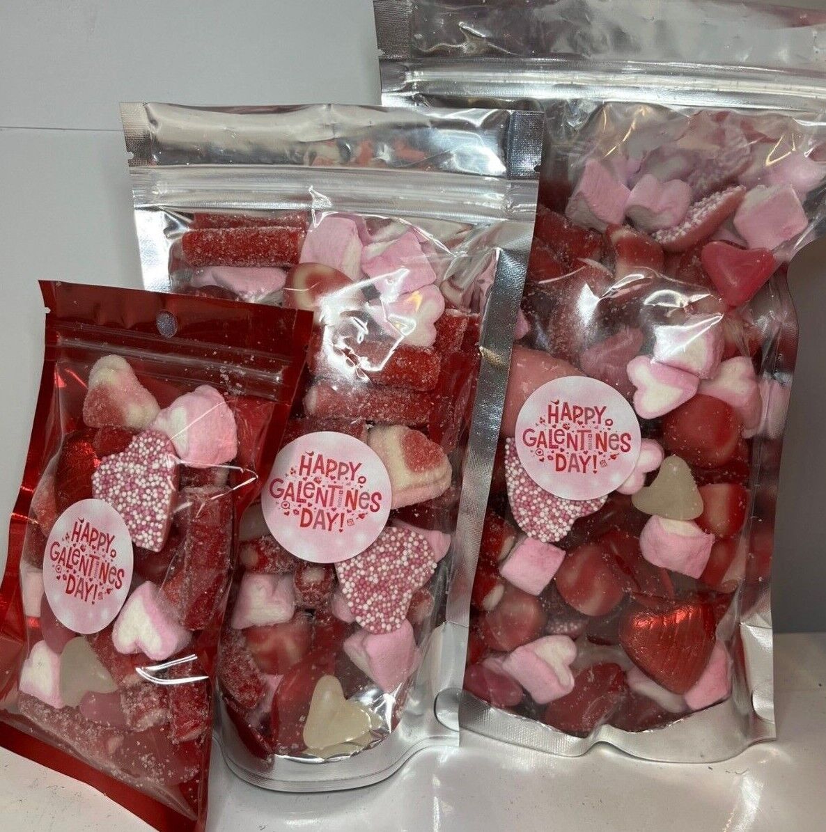 Galentines Valentines Day Filled Pick N Mix Sweet Treat Pouch Love Heart