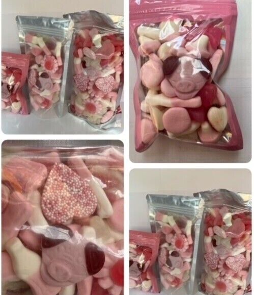 Pink Gummy Jelly Sweet Pouch Cinema Movie Mix Party Bag Kids Pick n Mix Treat Pouches 100g 200g 600g