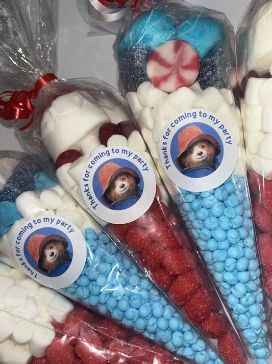 Paddington Bear Sweet Candy Cones Sweets Party Bags Filled Party Bag Gift Blue