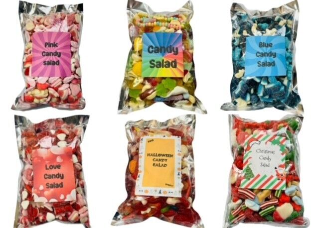 Candy Salad Ultimate 1kg Pick N Mix Gummy Jelly Fizzy Sweets Pink Blue Bright