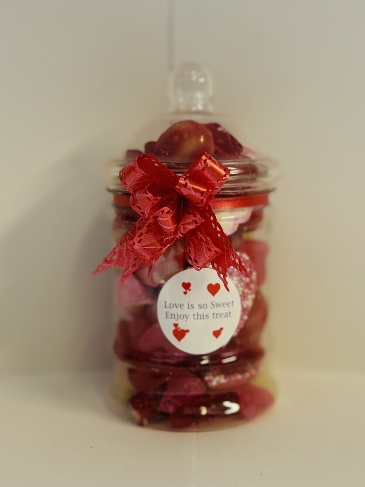 Love Is Sweet  Filled Pick N Mix Sweet Victorian Jar Gift Present Mothers Day , Easter , Birthday, Christmas, Valentines Day