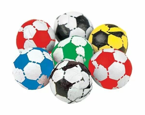 Chocolate Flavour Wrapped Coloured Foil Footballs Party Bag Fillers