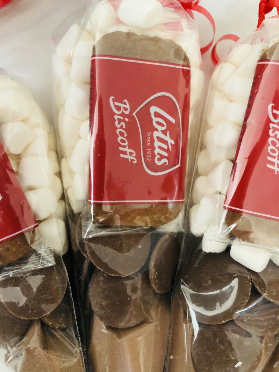 Biscoff Hot Chocolate, Buttons & Marshmallows Handmade Party Bag Fillers Cones