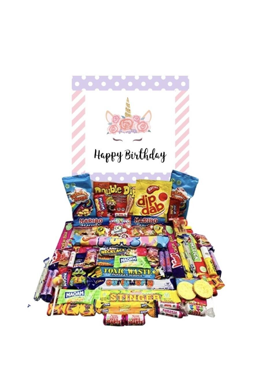 Personalised Happy Birthday Retro Pick N Mix Sweet Box Hamper Gift Present chews