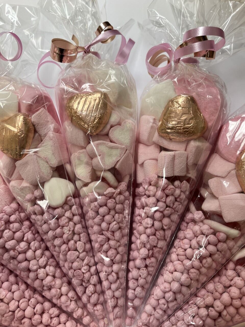 Gender Neutral Beige Cream Pre Filled Sweet Cones Party Bag Favour Baby Shower