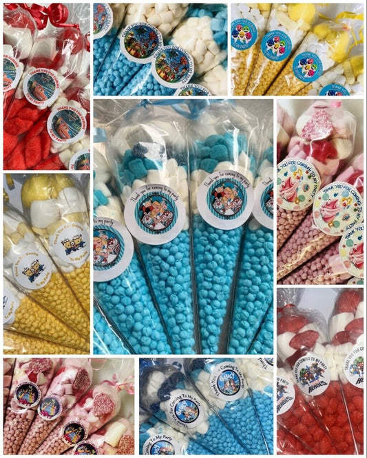 Filled Birthday Party Kids Sweet Cones Party Bags Candy Chocolate Girl Boy