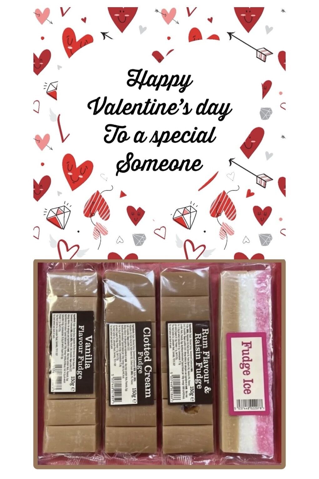 Happy Valentines Day Fudge Assortment Hamper Gift Present Special Husband Wife