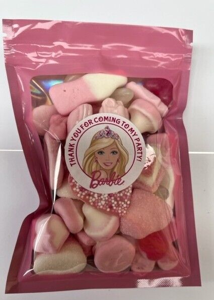 Barbie Inspired Themed Birthday Sweet Candy Cones Party Bags Filled Push Pop Pink Pick n Mix