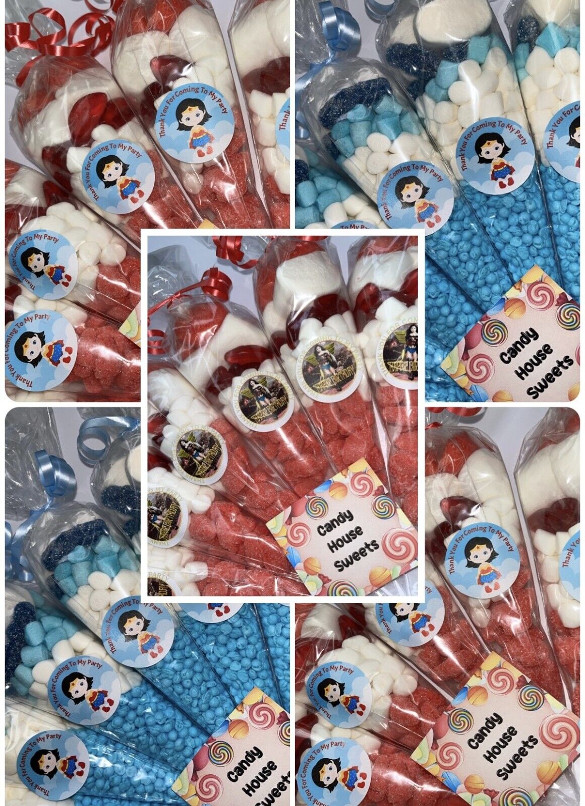 Wonder Woman Inspired Themed Super Hero Birthday Kids Sweet Cones Party Bags Candy Chocolate