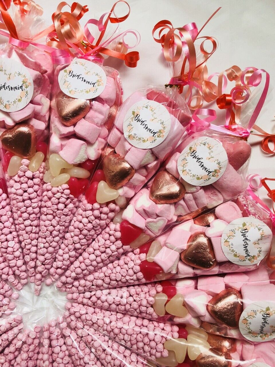 Bridesmaid Wedding Sweet Cones Hen Party Pre Filled Party Bag Heart