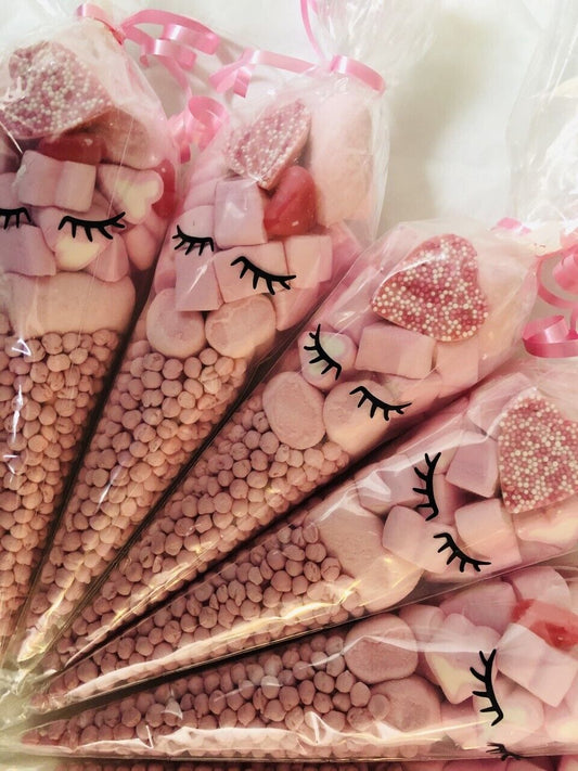 Pink Sweet Cones Eyelashes Eyelash Candy Sweets Party Pre Filled  Pamper 19Cm