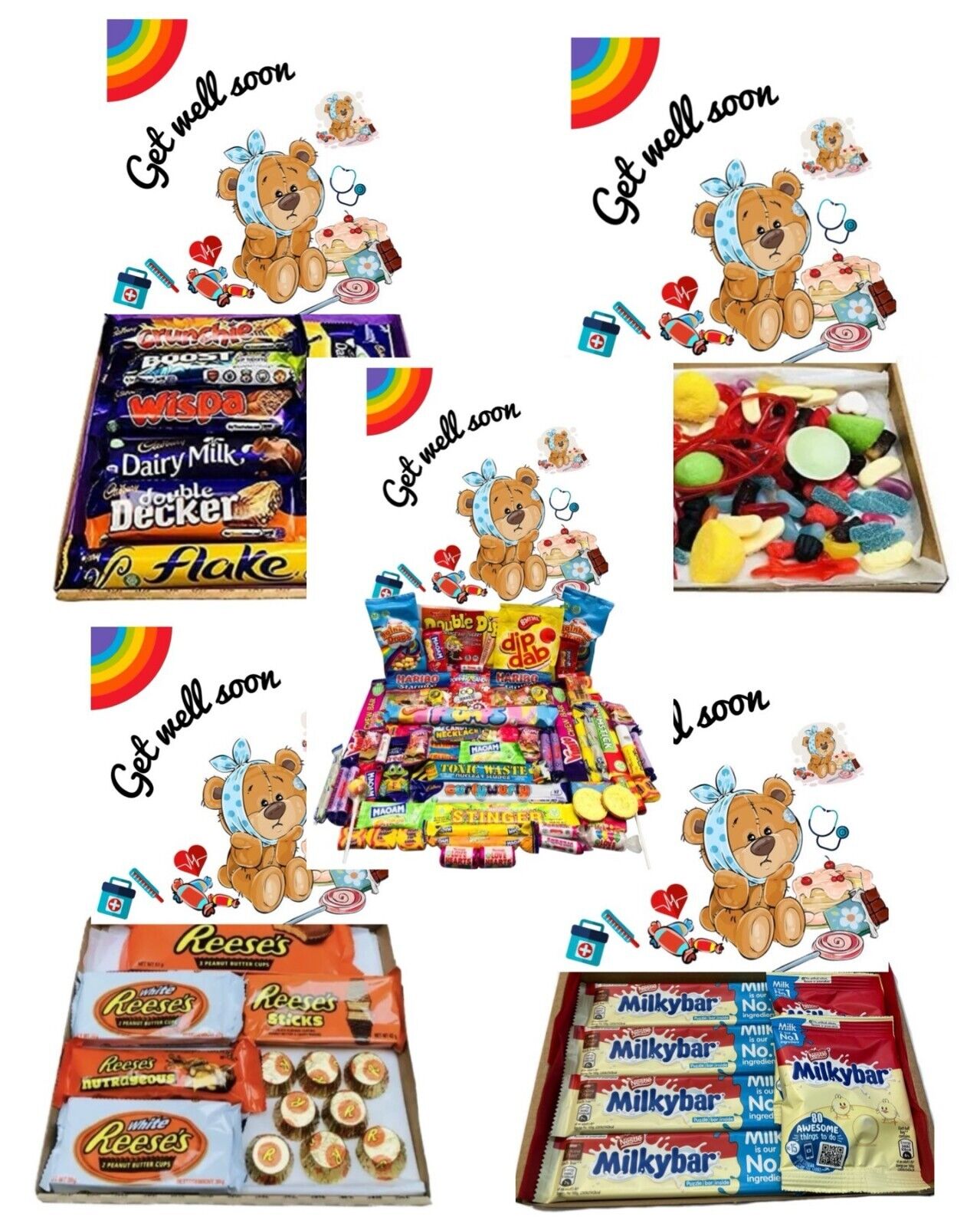 Child's Kids Get Well Soon Gift Pick n Mix Sweets Chocolate Hamper Present