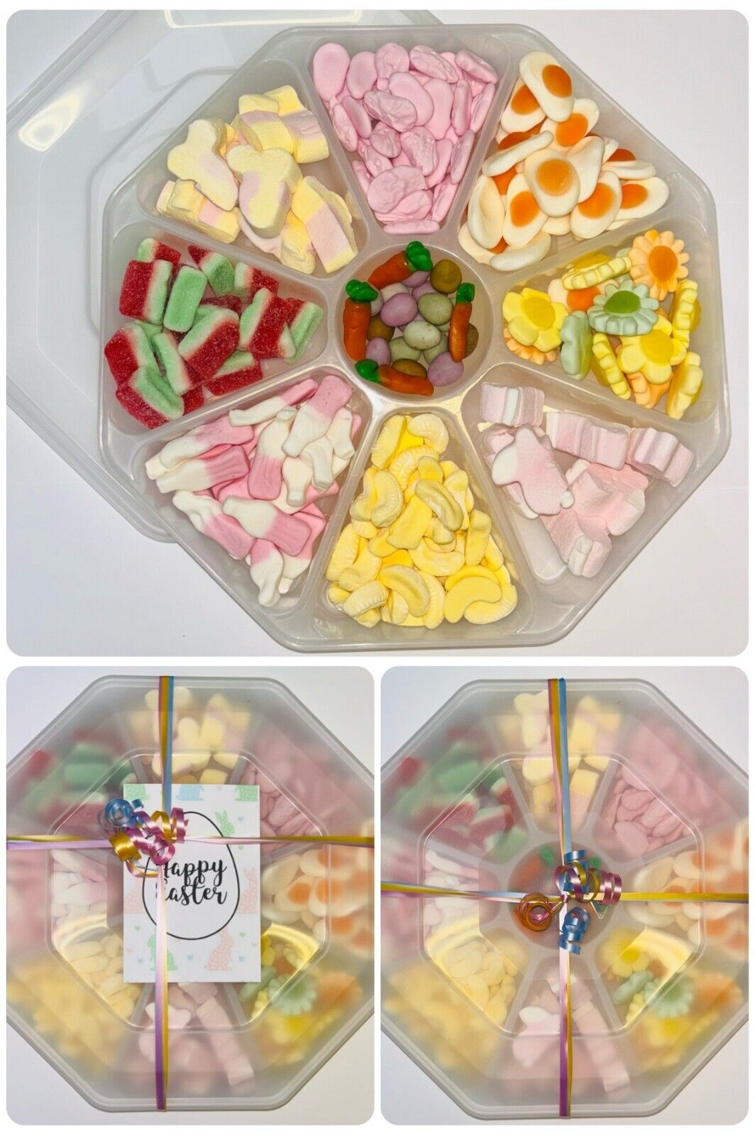 Yellow Pink Pick n Mix Sweets Candy Assortment Platter Gift Present Happy Easter