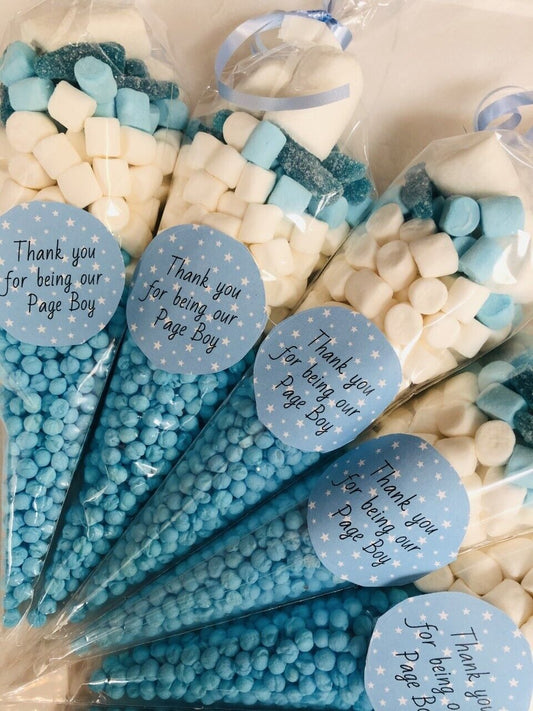 Thank You for Being Our Page Boy Pre Filled Sweet Candy Cones Wedding Gift