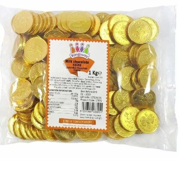 Milk Chocolate Coins Party Bag Wedding Favours Kingsway Gold Foil