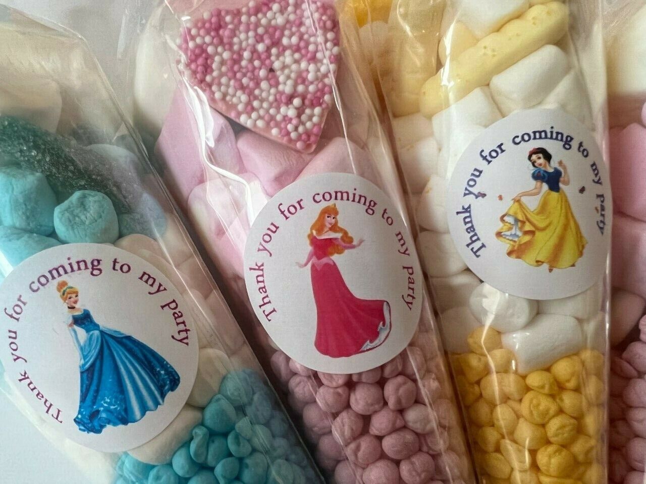 Sets of 5 Princess Filled Party Sweet Cones & Stickers Party Bag Fillers