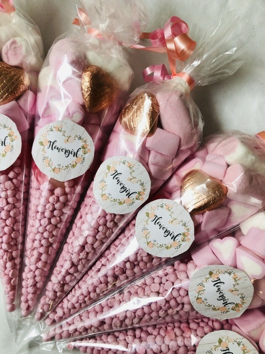 Flower Girl Wedding Sweet Candy Cones Sweets Party Gift Favour Pink Cone