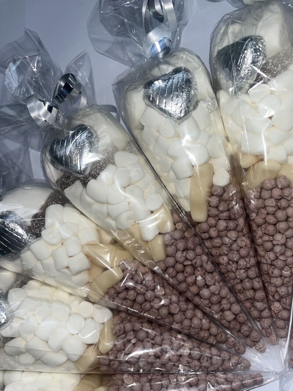 Gender Neutral Beige Cream Pre Filled Sweet Cones Party Bag Favour Baby Shower