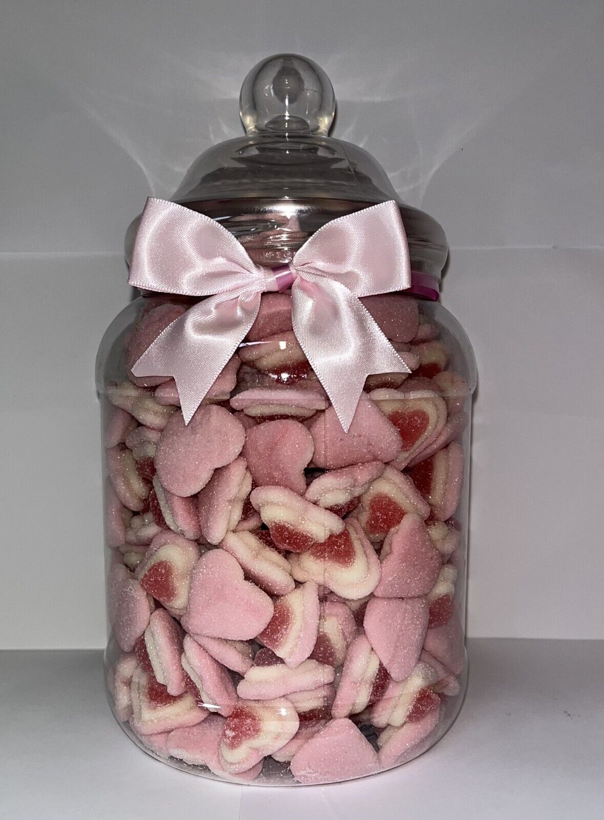 FILLED Pick n Mix Pink Love Hearts Sweet Candy Cart Buffet Victorian Jar Gift