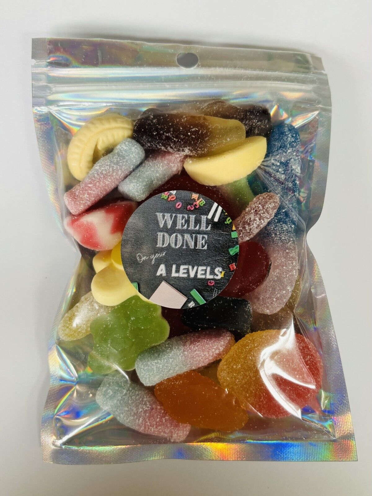 Well Done On Your A Levels Pick N Mix Gummy Fizzy Non Sweets Pouch Gift Present