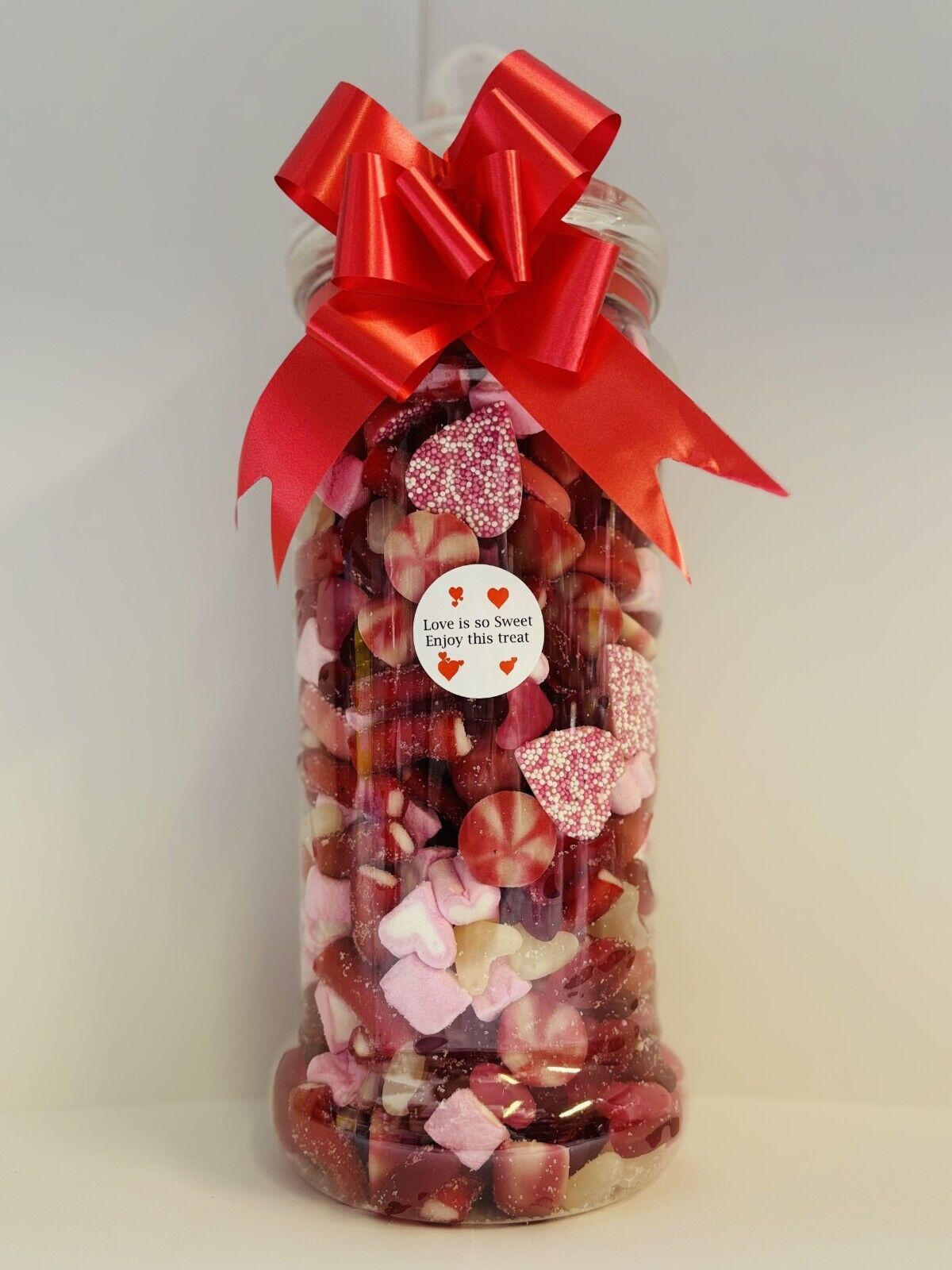 Love Is Sweet  Filled Pick N Mix Sweet Victorian Jar Gift Present Mothers Day , Easter , Birthday, Christmas, Valentines Day