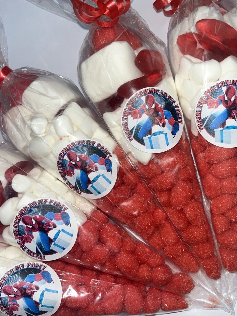 Spiderman / Marvel Superhero Inspired Themed Candy Sweet Cones & Stickers Party Bag