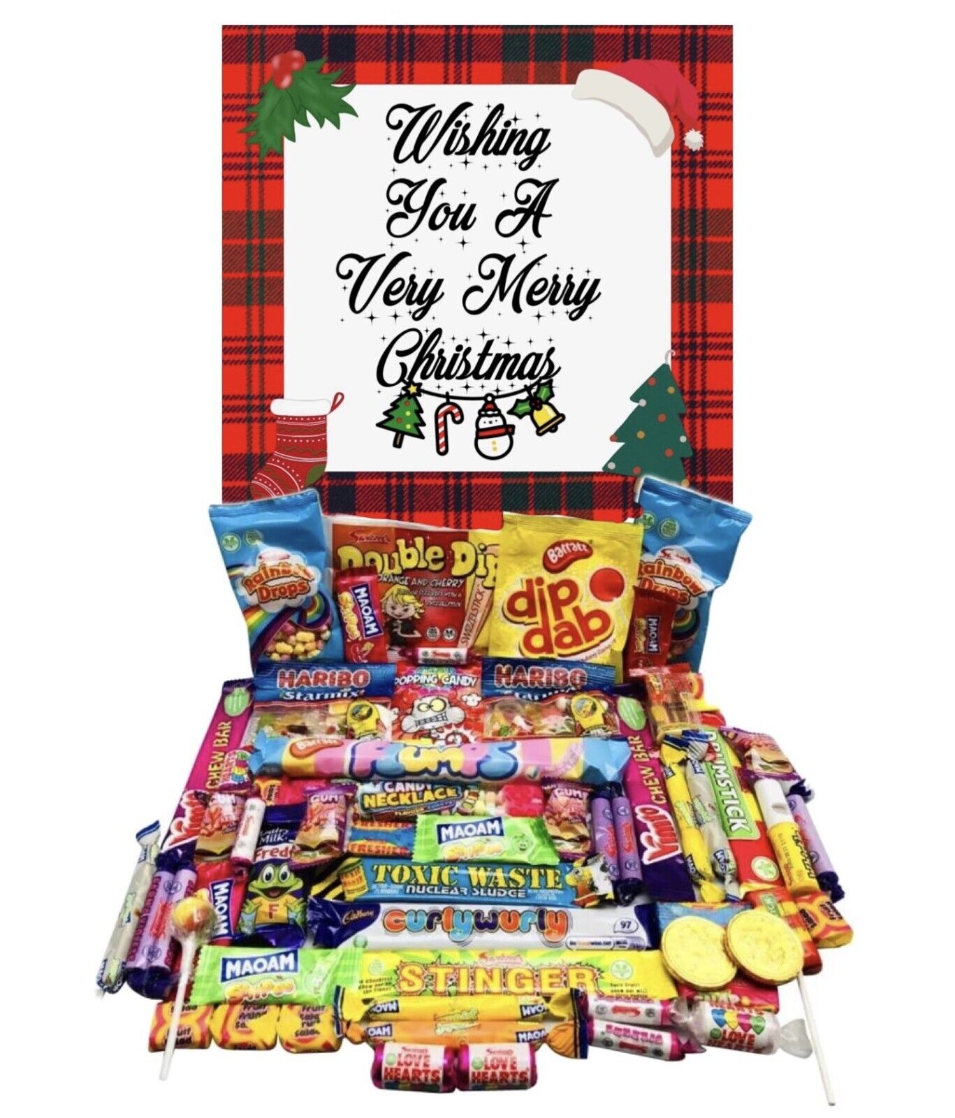 Merry Christmas Xmas Gift Pick n Mix Retro Gummy Sweets Chocolate Hamper Present