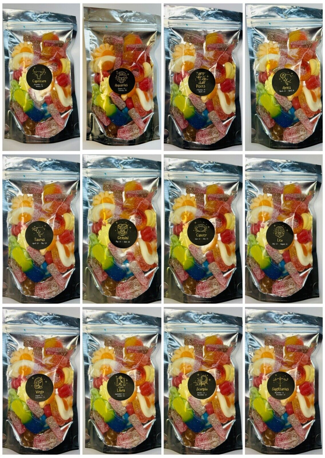 Zodiac Star Sign Astrology Pick n Mix Sweet Gummy Treat Pouch Gift 100g