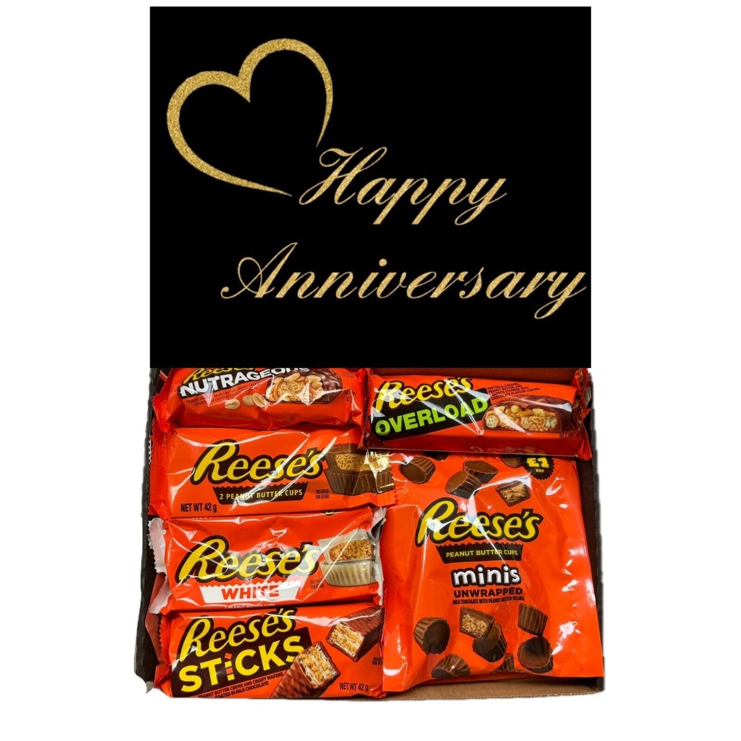 Happy Anniversary Gift Pick n Mix Sweets Toffee Dark White Chocolate Hamper