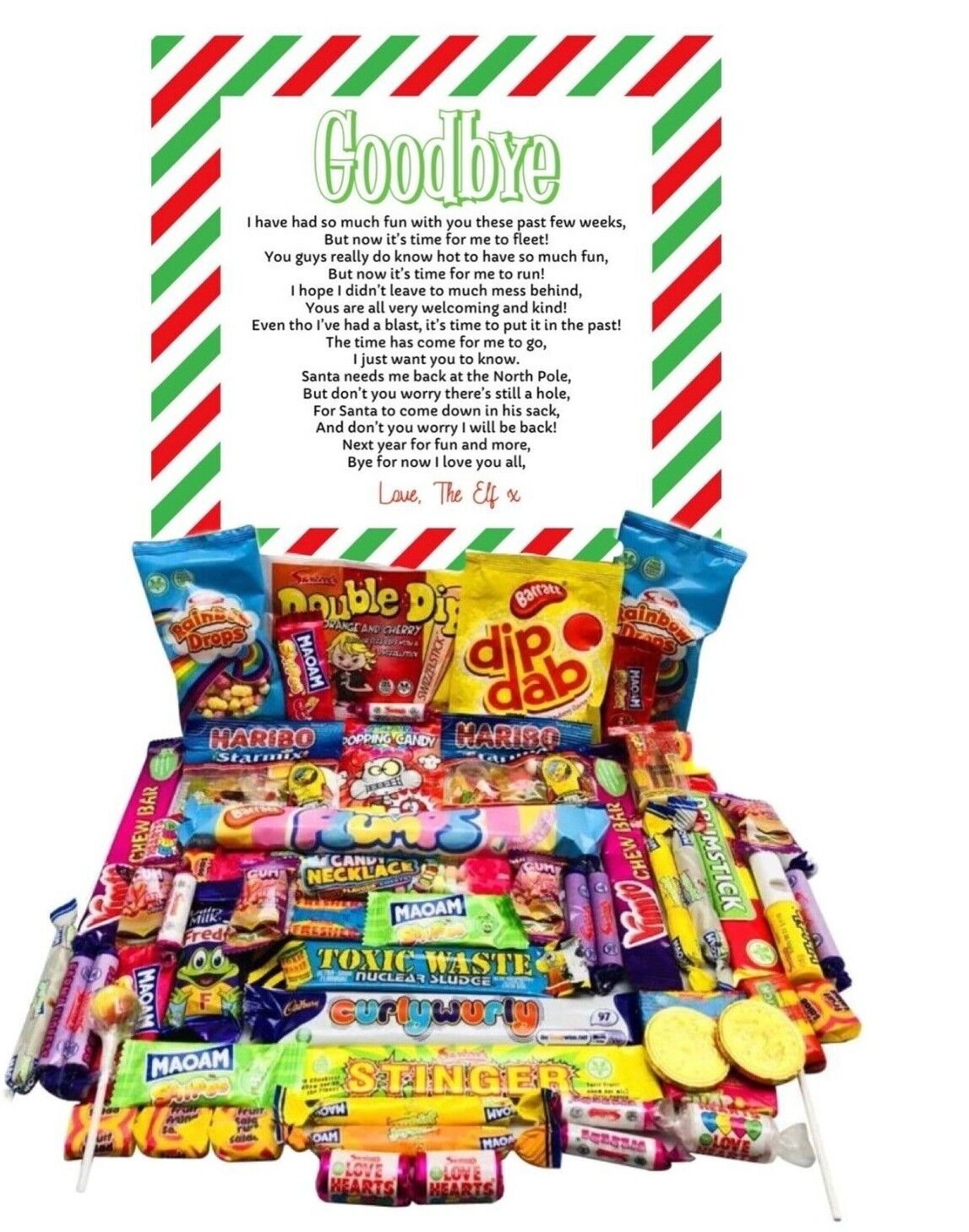 Goodbye Elf Xmas Gift Pick n Mix Retro Gummy Sweets Chocolate Hamper Present