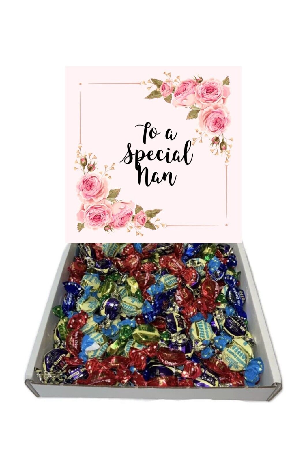 Special Nan Pink Flowers Gift Pick n Mix Sweets Chocolate Hamper Present Mothers Day , Birthday Day ,