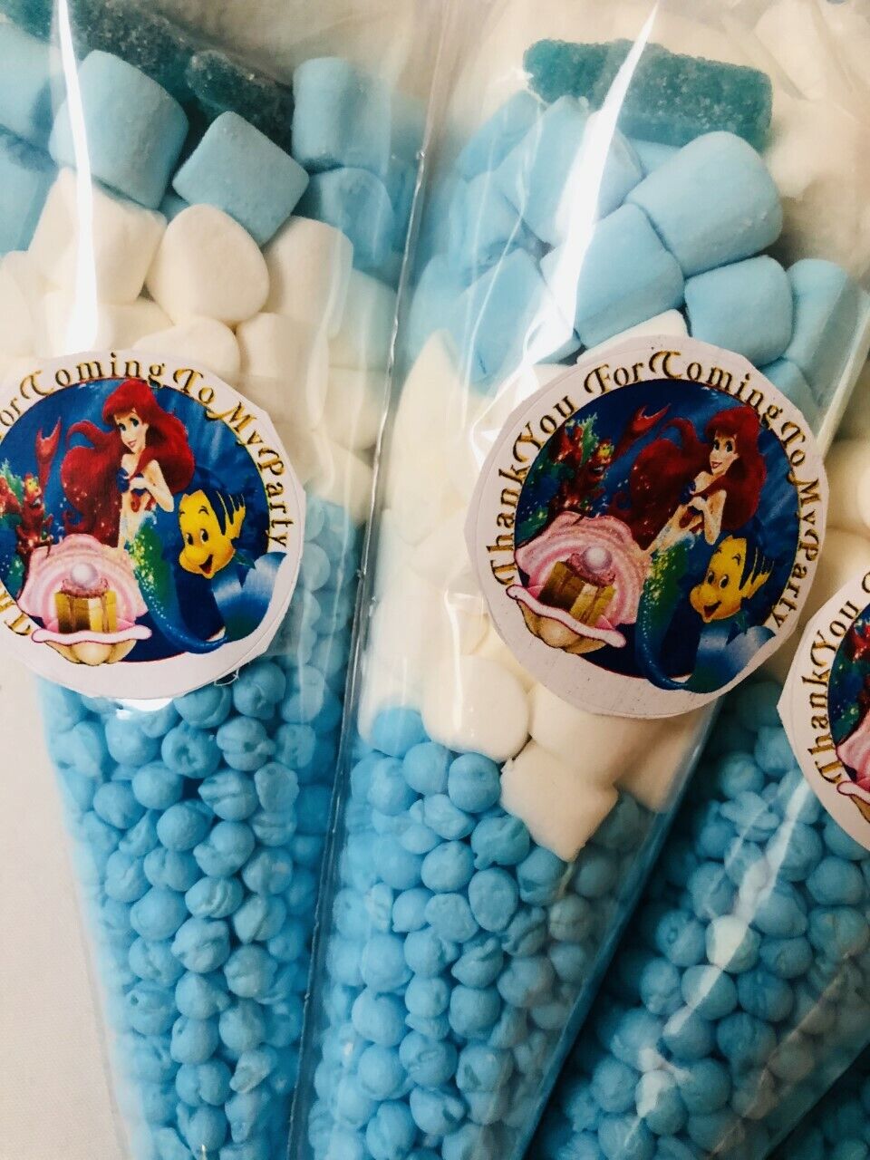 Princess Ariel Mermaid Inspired Themed Thank You For Coming Party Sweet Candy Cones Sweets Party Cone